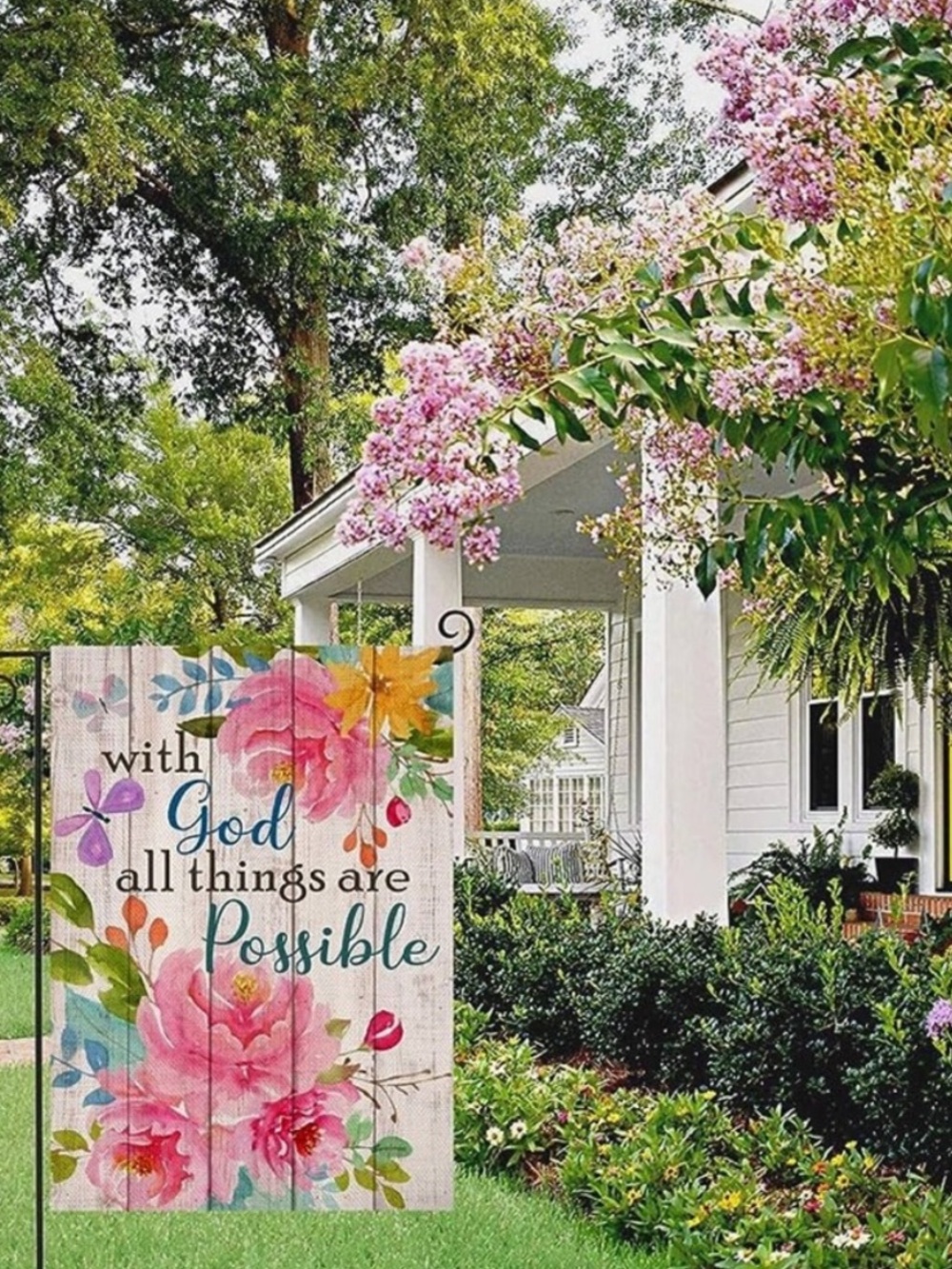 Cottagecore Floral Christian Garden Flag Bible Verse Floral Double-Sided - Picture 2 of 3